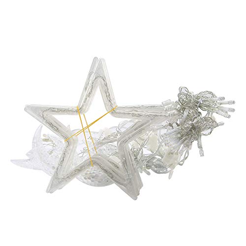 138 Led Curtain String Lights Star Moon Icicle Light with 8 Lighting Modes Timer USB Operated Dimmable Fairy Hanging Lights for Window Wall Home Decoration (Crescent Warm White) - size: Crescent and Star
