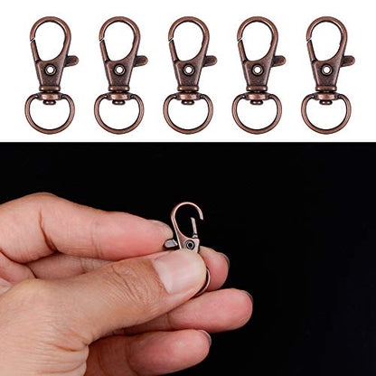 120PCS Premium Swivel Lanyard Snap Hook with Key Rings, Metal Keychain Hooks for Jewelry Making, Crafts (red Bronze) - color: Ancient red copper