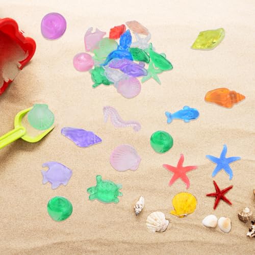 200g(About 150pcs) Mini Acrylic Ocean Animals Starfish Ornaments Plastic Seashells Under The Sea,Sea Shells for Crafting Fish Tank Potted Micro Fairy Garden Dollhouse