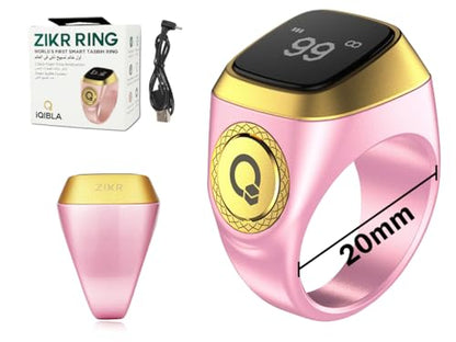 Anlising Smart Ring Counter, Smart Tasbih Zikr Ring, Muslim Islamic Prayer Smart Rings, Tasbih Counter Smart Ring, Tasbeeh Smart Counter, Digital Electronic Smart Tally Counter for Prayer (Pink, 20MM)