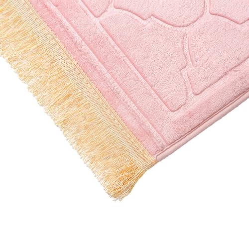 JE JOUE Prayer Rug Muslim Mat Islamic - Thickening Sponge Muslim Rug for Men Women Eid Travel Ramadan, Soft Luxury Great for Knees and Forehead （Pink） - color: Pink