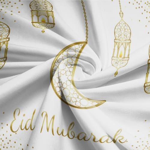 7.5ft Eid Mubarak Round Backdrop Cover Circle Arabian Ramadan Mubarak Islamic Muslim Circle Backdrop Gold Moon Lantern Circle Circle Background Polyester for Hajj Festival Party Decor Banner - size: 7.5ft-Diameter