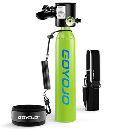 GOYOJO Mini Scuba Tank, Portable Diving Lung Air Tank with DOT Certified | Refillable Emergency Backup Pony Bottle for Snorkeling, Underwater Breathing, Training - color: 0.5L Turquoise Blue