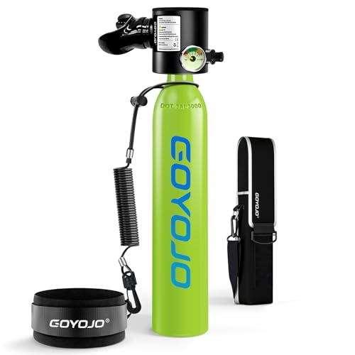 GOYOJO Mini Scuba Tank, Portable Diving Lung Air Tank with DOT Certified | Refillable Emergency Backup Pony Bottle for Snorkeling, Underwater Breathing, Training - color: 0.5L Turquoise Blue