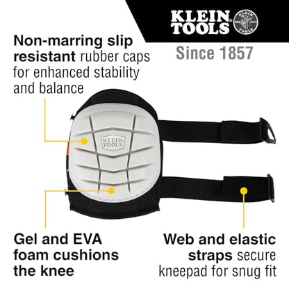 KLEIN TOOLS 60849 Non-Marring Knee Pads for Work, Construction, Tile, Flooring, for Men and Women, Lightweight Gel and Foam Padding, One Size - size: Non-Marring Lightweight