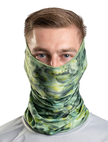 Aqua Design Fishing Hunting Masks Neck Gaiter: Men and Youth UPF 50+ Sun Mask Protection: Camo Face Cover Balaclava Bandana - color: Green Bayou, size: X-Small