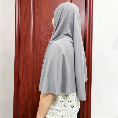 Ready To Wear Hijab For Women Instant Turban Stretch Soft Muslim Scarf For Prayer Long Hijabs Islamic Jersey Abaya - color: Grey
