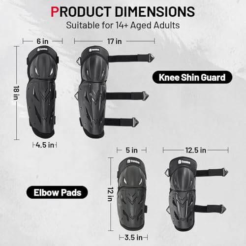 Tanden Motorcycle Knee Pads for Men Knee and Shin Guards, Motorcycle Leg Protection Armor Motocross Knee Guards Dirt Bike Pads Adjustable Crashproof Adult Protective Gear - size: 4Pcs