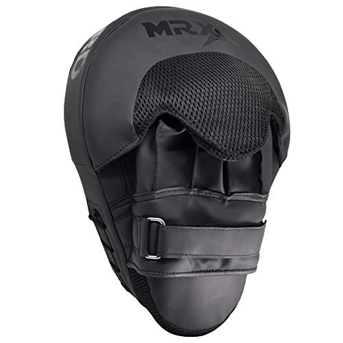 MRX Gel Tech Boxing Hook & Jab Pads MMA Focus Punching Mitts Training Thai Kick Strike Shield Curved Black/White - color: Black
