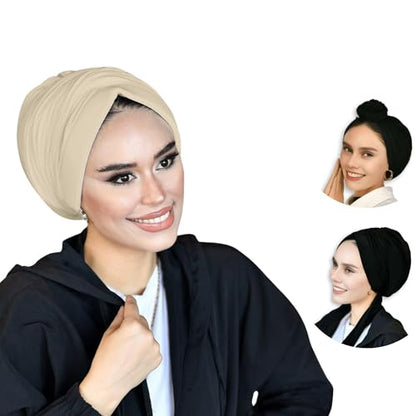para life Dubai Turbans for Women, Breathable Instant Turban|Std Size Stretchable Cotton|Hijab Cap&Undercap - color: Blonde