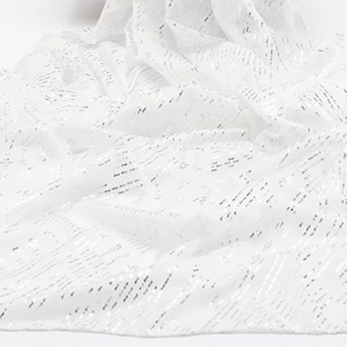 1920's Women's large-sized winter and autumn scarf - Retro Faux Assuit Foil print-embossed style long scarves - color: White Silver