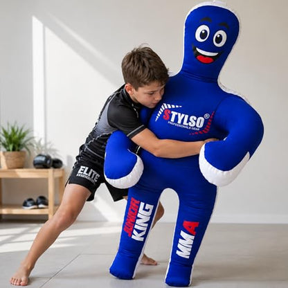 Unfilled Wrestling Dummy for Kids – Youth Grappling Dummy BJJ, MMA, Jiu Jitsu & Judo Training Partner – Durable Martial Arts Practice Buddy - color: Blue, size: 4ft / 48"