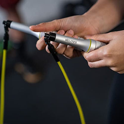 Velites - Earth 2.0 Jump Rope - Official CrossFit® Games Rope - Professional Aluminum Speed Rope for Double Unders, Fitness & Boxing - Includes 4mm Cable & Carrying Bag - - color: Silver