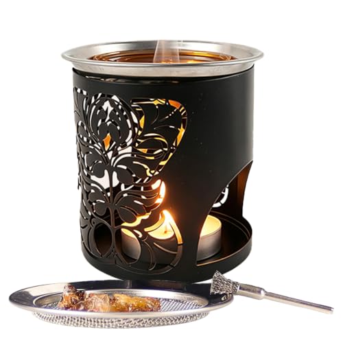 2 in 1-Metal Essential Oil Burner, Incense Burner,for Diffuser Oils (C) - color: Trees and Flowers