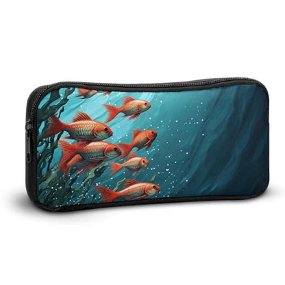 Large Capacity Pencil Case Fish Aquarium Pencil Pouch Aesthetic Makeup Bag for Women Portable Pencil Bag Organizer with Zipper Cute Pen Bag for Office Supplies