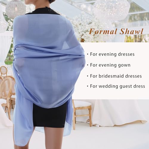 RIIQIICHY Women Shawls and Wraps for Evening Dresses Like Chiffon Silk Scarf Formal Silky Pashmina Shawls for Weddings - color: Blue