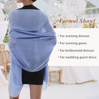 RIIQIICHY Women Shawls and Wraps for Evening Dresses Like Chiffon Silk Scarf Formal Silky Pashmina Shawls for Weddings - color: Blue