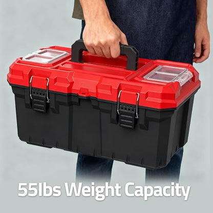 Tools Box, Deep Lockable Toolbox, 18.7 * 9.9 * 9.3" Durable Tool Boxes Storage, with Removable Inner Tray