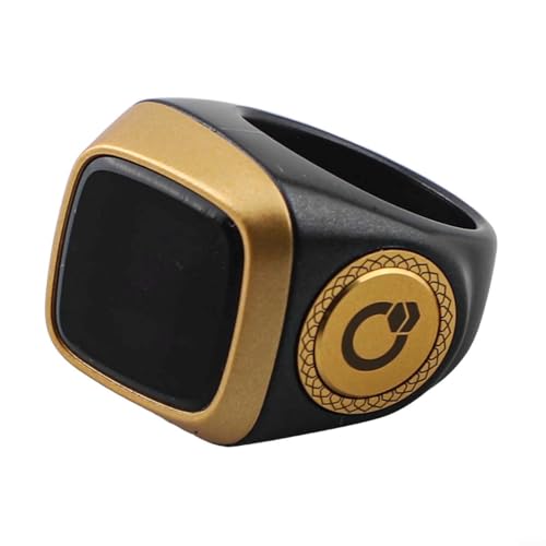 IQibla Smart for Zikr Ring with Digital Counter, Vibration Reminder, for OLED Display, 40mAh and Prayer Time Alerts for Muslims, Black(18mm Black) - size: 18mm Black