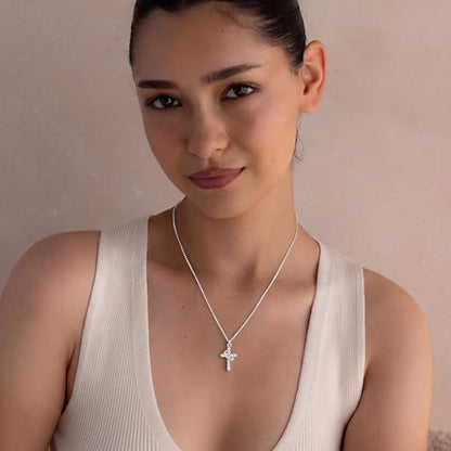 Robaice Upgraded Crown Cross Necklace for Women, 14K Gold Plated - color: A Crown Cross, Sterling Silver Chain, Silver