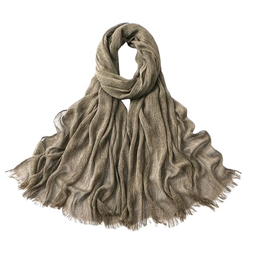 Crinkle Cotton Hijab, Soft Light and Breathable Hijab Scarf For Women, Suitable for All Seasons - color: Brown