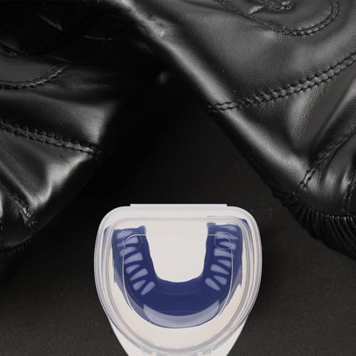 Boxing Teeth Protector with Case, Blue, Shock-Absorbent Sports Mouth Guard for Boxing, Football, Taekwondo, Rugby, Portable Teeth Protective Tool for Youth and Adults