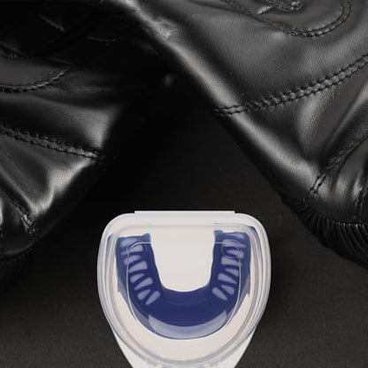 Boxing Teeth Protector with Case, Blue, Shock-Absorbent Sports Mouth Guard for Boxing, Football, Taekwondo, Rugby, Portable Teeth Protective Tool for Youth and Adults