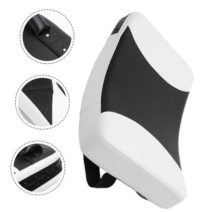 Taekwondo Kick Pad Shield, Ergonomic Curved Martial Arts Striking Surface for Boxing and MMA Training, High-Density Shock Absorbing Kicking Target with Secure Dual-Grip, Black & White