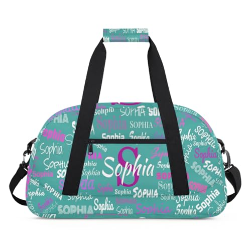 Custom Name Sports Dance Duffel Bag, Perform Bag, Dark Turquoise Blue | Personalized Gym Cheerleading Carry-On Fitness Travel Weekender Tote - color: Color 10
