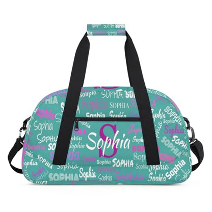 Custom Name Sports Dance Duffel Bag, Perform Bag, Dark Turquoise Blue | Personalized Gym Cheerleading Carry-On Fitness Travel Weekender Tote - color: Color 10