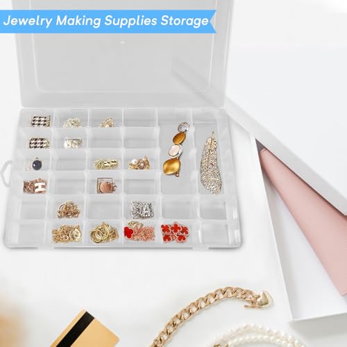 Guyuyii 4 Pack 36-Grid Plastic Clear Organizer Box with Adjustable Dividers | for Fishing Tackle, Craft, Jewelry Making, Diamond Painting, Beads, Earrings, Nail Art Supplies, Seeds, Small Hardware - size: 4 Pack 36 Compartments