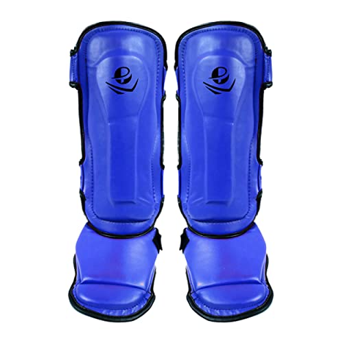 PFG Classic Shin Instep Guard for Boxing MMA Muay Thai Training - color: Blue, size: Small-Medium