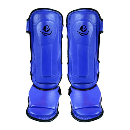 PFG Classic Shin Instep Guard for Boxing MMA Muay Thai Training - color: Blue, size: Large-XLarge