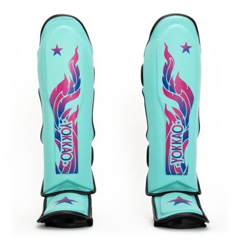 YOKKAO Microfiber Shin Guards - A-Grade Thai Microfiber | Multi-Layer Foam | Single-Shell Wrap | Produced at YOKKAO Factory, Thailand | S-L - color: Tiffany Flame, size: Medium