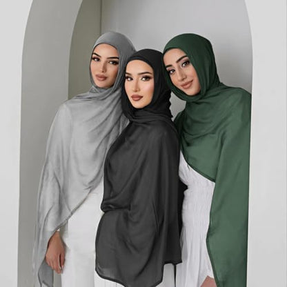 Viscose Hijab Scarf for Women Muslim Cotton Jersey Hijab Fashion Long Scarf Shawls - color: Silver Grey