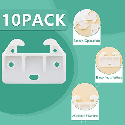 Litoexpe 10 Pieces White Plastic Drawer Guides with Screws, 58×41×29mm | Rear Drawer Replacement Guides Brackets, Smooth Glide Track, Includes Mounting Screws, for Dressers, Wardrobes - size: 58×41×29mm - 10 Pcs