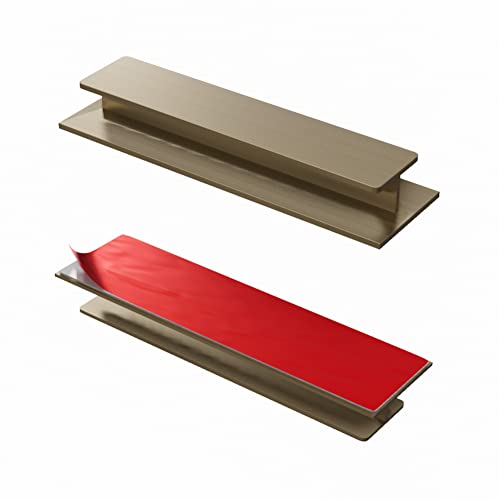 HRX Self-Adhesive Edge Fingerpull Door Handle - Easy to Install Screwless Peel and Stick on Glass, Wood, Metal, Plastic - Sliding Doors Knob for Kitchen Fronts, Drawers & Dressers Panels - 2 Pack - color: Stainless