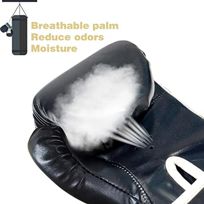 CKE Kids Boxing Gloves for Kids Boys Girls Junior Youth Toddlers Age 5-12 Years Training Boxing Gloves for Punching Bag Kickboxing Muay Thai - color: Black-02