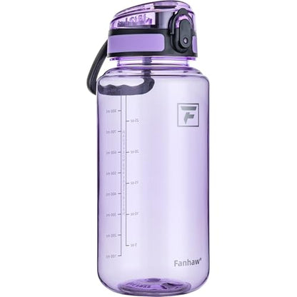 Fanhaw 32 Oz Clear Tritan Water Bottle, BPA-Free & Leak-Proof, Wide Mouth with Anti-dust Chug Lid, Reusable Plastic Bottle for Gym, Travel, School & Office, Back to School Essentials (Amethyst) - color: Amethyst, size: 32 Ounces