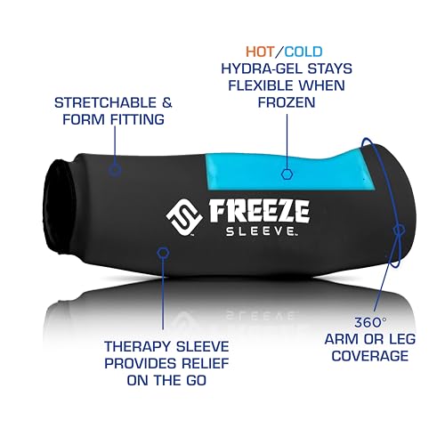 FreezeSleeve Ice & Heat Therapy Sleeve- Reusable, Flexible Gel Hot/Cold Pack, 360 Coverage for Knee, Elbow, Ankle, Wrist- Turquoise, 2X-Large - color: Turquoise, size: 2X-Large (Pack of 1)