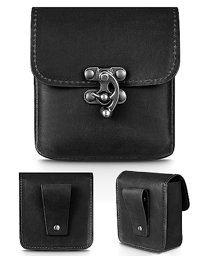 Silkfly Medieval Leather Belt Pouch Vintage,3.98 x 3.98 x 1.5 Inch,Black - color: Black, size: 3.98 x 3.98 x 1.5 Inch
