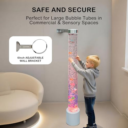 Stainless Steel Bracket for 15cm Sensory Bubble Tube & Aquarium Lamps - Adjustable Dual-Rail Holder with Spill-Proof Base, Child-Safe for Sensory Rooms, Schools, Daycare