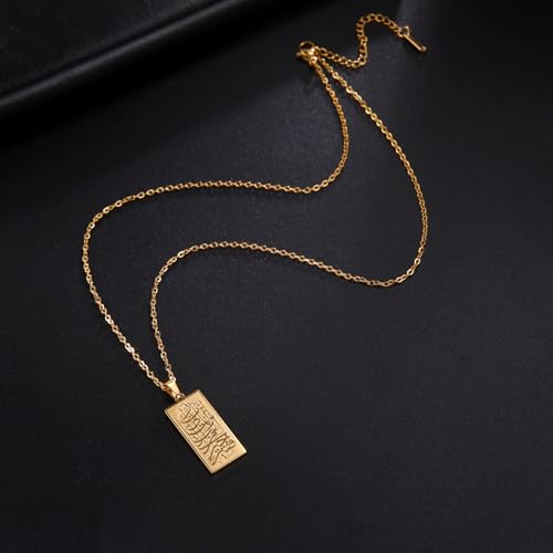 Ayatul Kursi Necklace for Women Muslim Allah Pendant Muslim Allah four Qul suras Necklace Arabic Islamic Jewelry Eid Ramadan Gift - color: gold