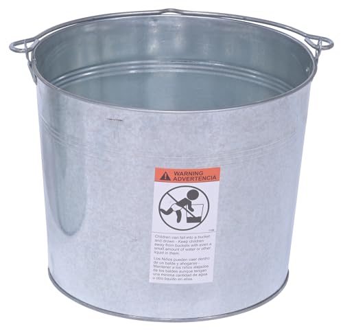 Vestil BKT-GAL-500 Galvanized Steel Bucket, 10-3/4" Depth, 5 gallon, 44 pound Capacity