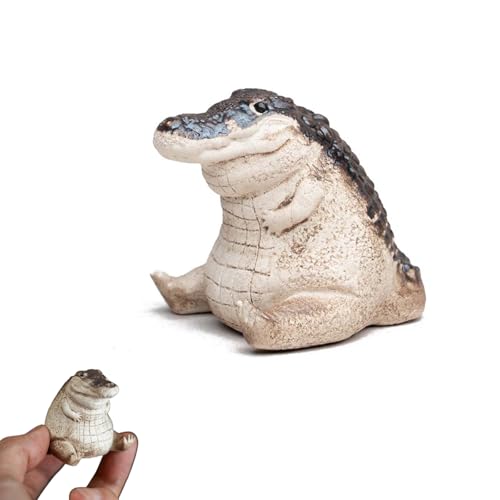 1 PCS Small Crocodile Aquarium Decor - Realistic Resin Fish Tank Ornament,Crocodile Ornament Artificial Resin Accessories (Brown, 3.5 Inch)