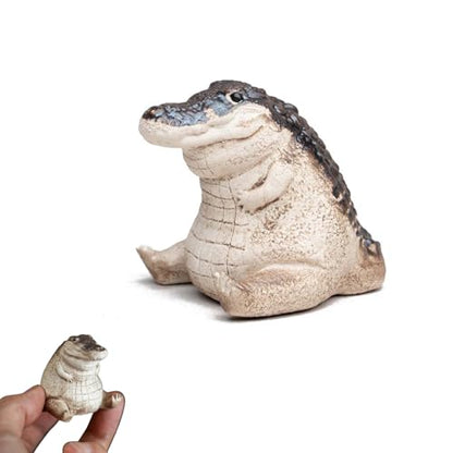 1 PCS Small Crocodile Aquarium Decor - Realistic Resin Fish Tank Ornament,Crocodile Ornament Artificial Resin Accessories (Brown, 3.5 Inch)