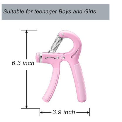 Strengthener Hand Grip for Kid Boys Girls Teenager Strength Trainer Number Counter Forearm Finger Wrist Gripper Exerciser 5-30kg Adjustable Stretcher Squeezer Workout - color: Pink