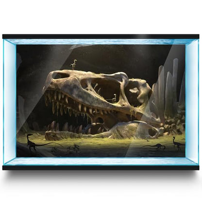 Aquarium Background Stickers - Dinosaur, Skull, Teeth - Fish Tank Reptile Terrarium Decor Poster (75 x 50 cm / (29.5 x 19.6 inches)) - size: 75 x 50 cm / (29.5 x 19.6 inches)