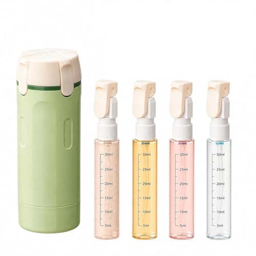 4 in 1 Travel Dispenser Bottle, Leak Proof Refillable Travel Toiletry Containers, Travel Bottles Set Meets TSA 3-1-1 Requirements for about 3 Days Business Trip (Per Person), 4 x 30ml, Green - color: Green