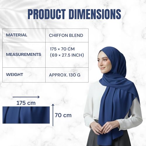 NOOR Chiffon Hijab Set for Women - Pack of 5 Lightweight Non-Slip Scarves, Premium Breathable Fabric, Gift-Ready Packaging - color: Mix Colors 11